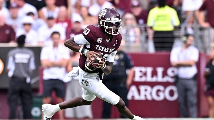Texas A&M Aggies quarterback Marcel Reed (10) runs the ball during the first quarter against the Missouri State Bears at Kyle Field. Texas A&M Aggies quarterback Marcel Reed (10) runs the ball during the first quarter against the Missouri State Bears at Kyle Field.