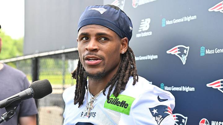 Jun 10, 2026; Foxborough, MA, USA; New England Patriots wide receiver DeMario Douglas (3) speaks to the media after minicamp at Gillette Stadium. Mandatory Credit: Eric Canha-Imagn Images Jun 10, 2026; Foxborough, MA, USA; New England Patriots wide receiver DeMario Douglas (3) speaks to the media after minicamp at Gillette Stadium. Mandatory Credit: Eric Canha-Imagn Images