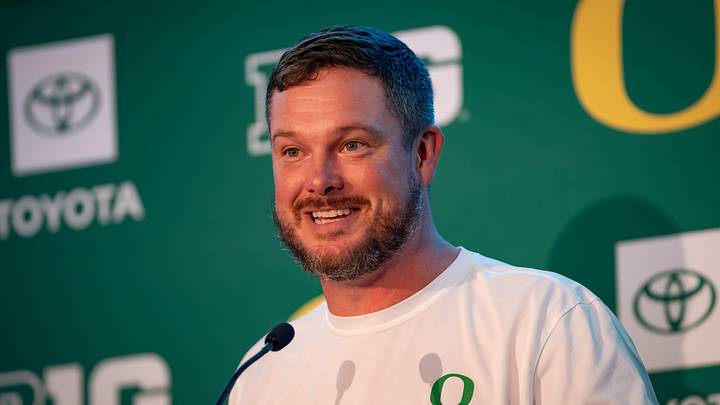 Oregon coach Dan Lanning speaks during Oregon football’s Media Day on July 28, 2025, at Autzen Stadium in Eugene. Oregon coach Dan Lanning speaks during Oregon football’s Media Day on July 28, 2025, at Autzen Stadium in Eugene.