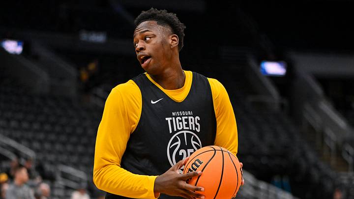 Mar 19, 2026; St. Louis, MO, USA; Missouri Tigers forward Mark Mitchell (25) drives to the basket during a practice session ahead of the first round of the men's 2026 NCAA Tournament at Enterprise Center. Mandatory Credit: Jeff Curry-Imagn Images Mar 19, 2026; St. Louis, MO, USA; Missouri Tigers forward Mark Mitchell (25) drives to the basket during a practice session ahead of the first round of the men's 2026 NCAA Tournament at Enterprise Center. Mandatory Credit: Jeff Curry-Imagn Images