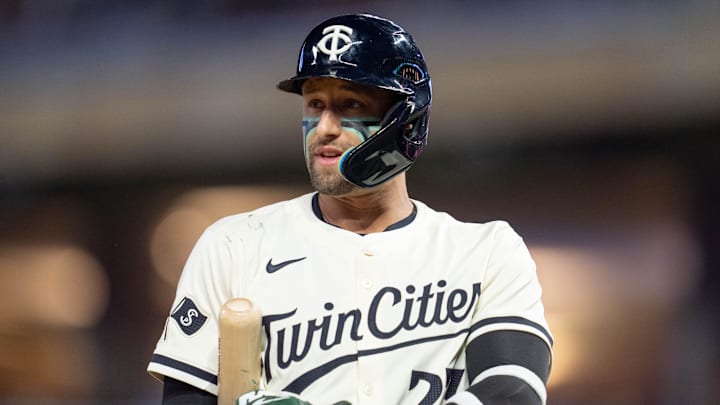 Sep 26, 2024; Minneapolis, Minnesota, USA; Minnesota Twins third base Royce Lewis (23) steps out of the batter’s box against the Miami Marlins at Target Field. Mandatory Credit: Matt Blewett-Imagn Images Sep 26, 2024; Minneapolis, Minnesota, USA; Minnesota Twins third base Royce Lewis (23) steps out of the batter’s box against the Miami Marlins at Target Field. Mandatory Credit: Matt Blewett-Imagn Images
