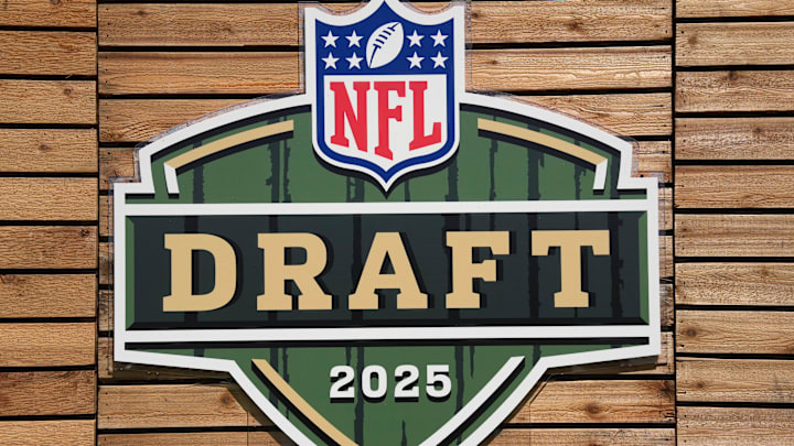 The 2025 NFL Draft logo at the NFL Draft Experience at Lambeau Field. 