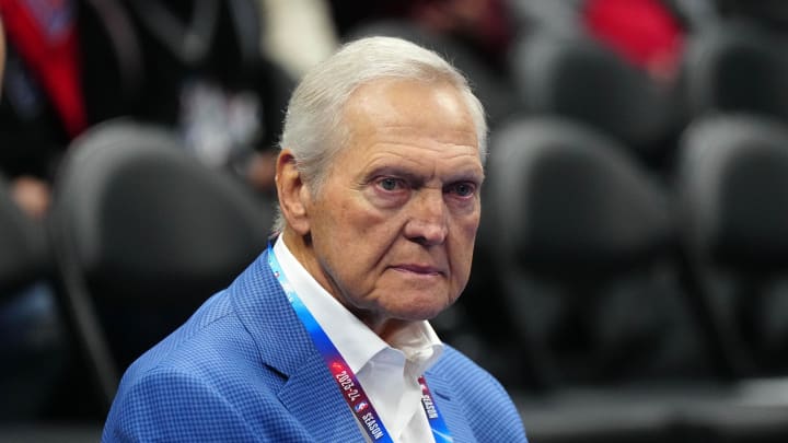 Nov 24, 2023; Los Angeles, California, USA; LA Clippers special consultant Jerry West watches during the game against the New Orleans Pelicans at Crypto.com Arena. Mandatory Credit: Kirby Lee-USA TODAY Sports Nov 24, 2023; Los Angeles, California, USA; LA Clippers special consultant Jerry West watches during the game against the New Orleans Pelicans at Crypto.com Arena. Mandatory Credit: Kirby Lee-USA TODAY Sports