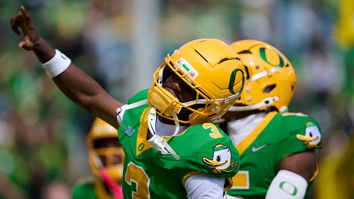Sep 5, 2026; Eugene, Oregon, USA; Oregon Ducks wide receiver Jeremiah McClellan (3) greets fans before warm ups before a game against the Boise State Broncos at Autzen Stadium. Mandatory Credit: Troy Wayrynen-Imagn Images