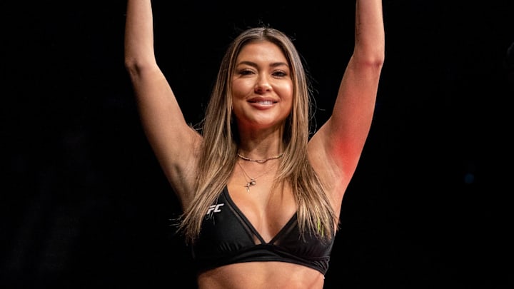 July 13, 2019; Sacramento, CA, USA; UFC octagon ring girl Arianny Celeste during UFC Fight