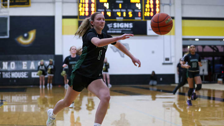 Prosper's Kendall Mosley chases after a loose ball in a game against Plano East on Dec. 28, 2024. 