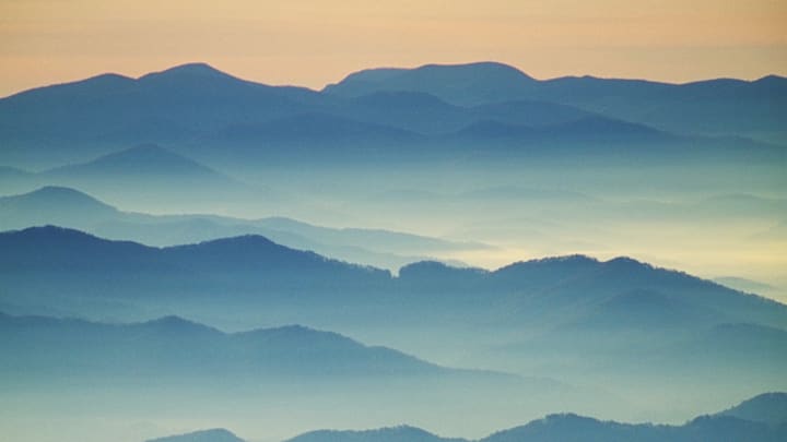 A breathtaking, misty view of the Great Smoky Mountains.