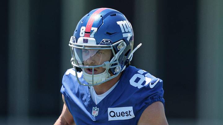 Jun 3, 2026; East Rutherford, NJ, USA;  New York Giants wide receiver  Braxton Berrios (87) participates in drills during organized team activities at Quest Diagnostics Training Center.  
