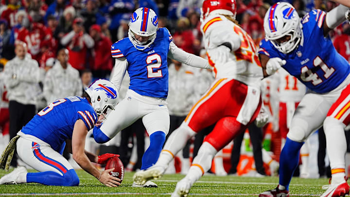 Bills Tyler Bass was one of three Bills players to have their injury status updated on Tuesday.