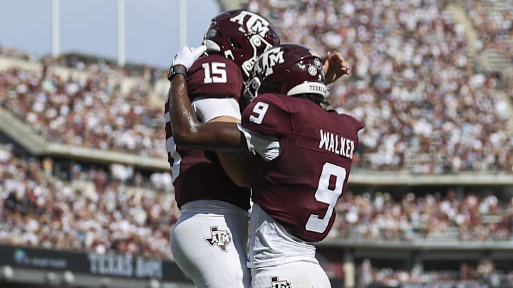 Sep 16, 2023; College Station, Texas, USA; Texas A&M Aggies quarterback Conner Weigman (15) and Sep 16, 2023; College Station, Texas, USA; Texas A&M Aggies quarterback Conner Weigman (15) and