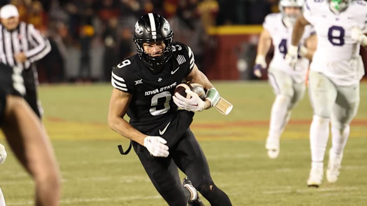 Jayden Higgins had a touchdown in Iowa State's 29-21 win over Kansas State Saturday night.