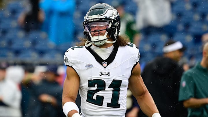 Philadelphia Eagles safety Sydney Brown (21). Philadelphia Eagles safety Sydney Brown (21).