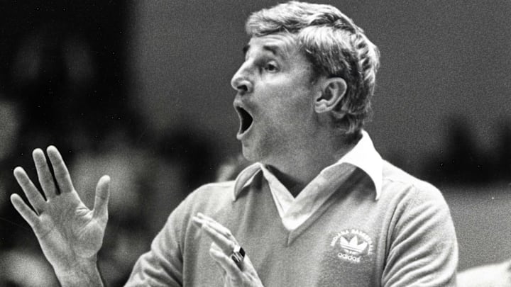 Bob Knight coaches Indiana basketball during the 1987 season.