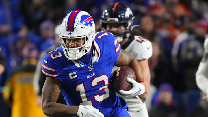 Nov 13, 2023; Orchard Park, New York, USA; Buffalo Bills wide receiver Gabe Davis (13) runs with the