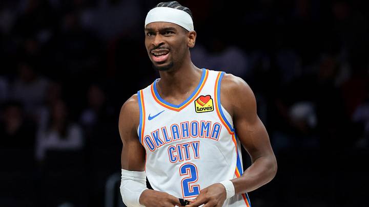 Jan 17, 2026; Miami, Florida, USA; Oklahoma City Thunder guard Shai Gilgeous-Alexander (2) reacts against the Miami Heat during the first quarter at Kaseya Center. Mandatory Credit: Sam Navarro-Imagn Images