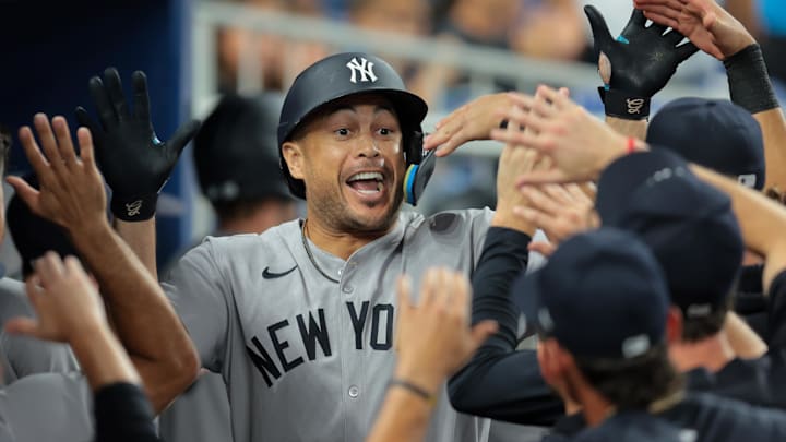 Giancarlo Stanton hit another of his signature line drive home runs on Monday.