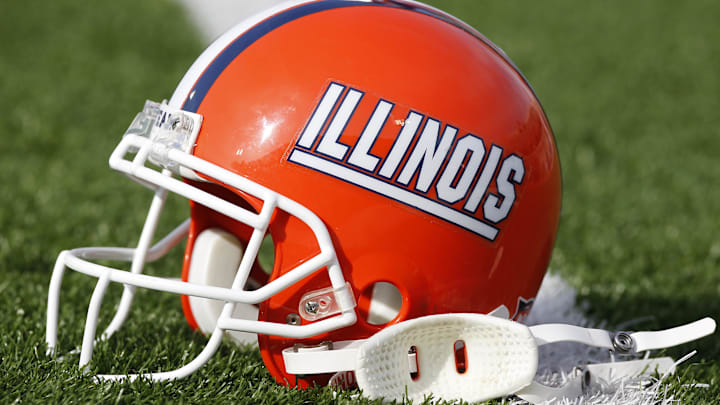 Oct 30, 2010; Champaign, IL, USA; A detailed view of the Illinois Fighting Illini helmet during the pre-game against the Purdue Boilermakers at Memorial Stadium. Mandatory Credit: Mike DiNovo-Imagn Images Oct 30, 2010; Champaign, IL, USA; A detailed view of the Illinois Fighting Illini helmet during the pre-game against the Purdue Boilermakers at Memorial Stadium. Mandatory Credit: Mike DiNovo-Imagn Images