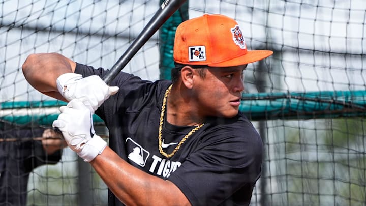 Detroit Tigers infielder Hao-Yu Lee bats during spring training at TigerTown in Lakeland, Fla. on Sunday, Feb. 16, 2025. Detroit Tigers infielder Hao-Yu Lee bats during spring training at TigerTown in Lakeland, Fla. on Sunday, Feb. 16, 2025.