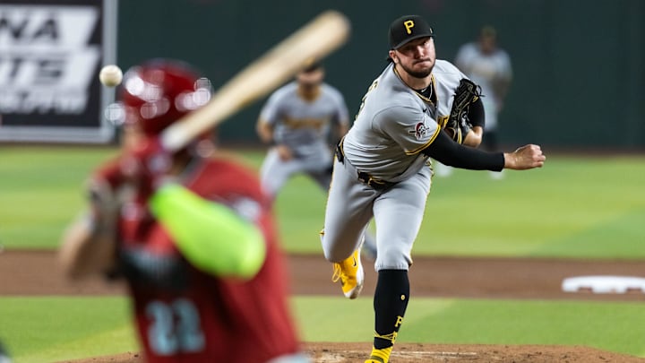 May 28, 2025; Phoenix, Arizona, USA; Pittsburgh Pirates pitcher Paul Skenes against the Arizona Diamondbacks in the first inning at Chase Field. Mandatory Credit: Mark J. Rebilas-Imagn Images May 28, 2025; Phoenix, Arizona, USA; Pittsburgh Pirates pitcher Paul Skenes against the Arizona Diamondbacks in the first inning at Chase Field. Mandatory Credit: Mark J. Rebilas-Imagn Images