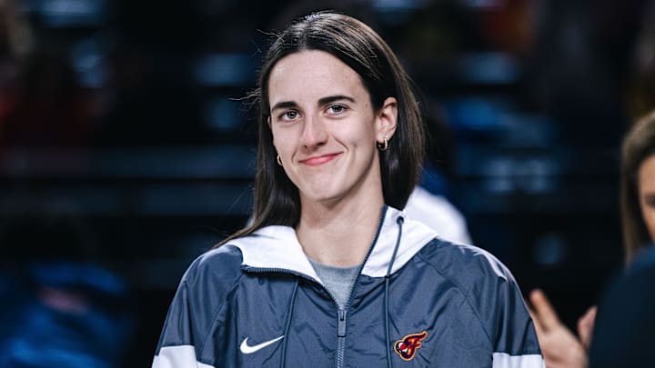 May 28, 2025; Washington, District of Columbia, USA; Indiana Fever guard Caitlin Clark before the game against the Washington Mystics at Entertainment & Sports Arena. Mandatory Credit: Emily Faith Morgan-Imagn Images