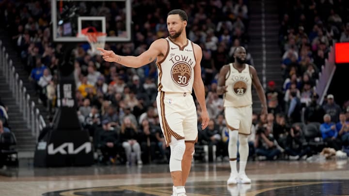 Jan 30, 2026; San Francisco, California, USA; Golden State Warriors guard Stephen Curry (30) reacts after a basket against the Detroit Pistons in the third quarter at the Chase Center. Mandatory Credit: Cary Edmondson-Imagn Images Jan 30, 2026; San Francisco, California, USA; Golden State Warriors guard Stephen Curry (30) reacts after a basket against the Detroit Pistons in the third quarter at the Chase Center. Mandatory Credit: Cary Edmondson-Imagn Images