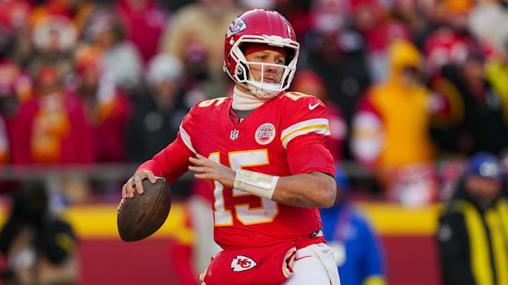 Kansas City Chiefs quarterback Patrick Mahomes (15) throws a pass during the second half against the Los Angeles Chargers at GEHA Field at Arrowhead Stadium. Mandatory Credit: Jay Biggerstaff-Imagn Images Kansas City Chiefs quarterback Patrick Mahomes (15) throws a pass during the second half against the Los Angeles Chargers at GEHA Field at Arrowhead Stadium. Mandatory Credit: Jay Biggerstaff-Imagn Images