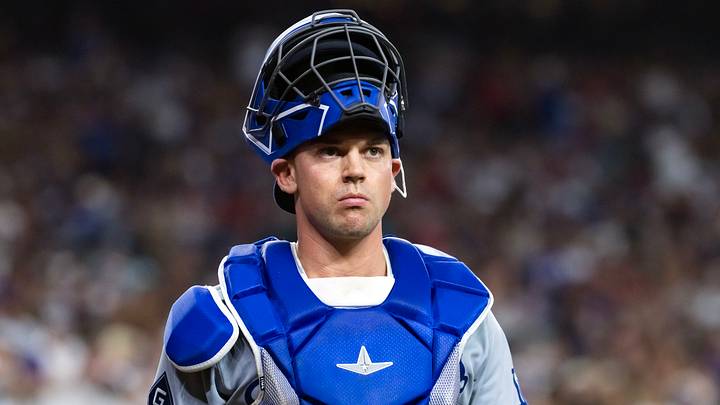 Sep 23, 2025; Phoenix, Arizona, USA; Los Angeles Dodgers catcher Ben Rortvedt (47) against the Arizona Diamondbacks at Chase Field. Mandatory Credit: Mark J. Rebilas-Imagn Images Sep 23, 2025; Phoenix, Arizona, USA; Los Angeles Dodgers catcher Ben Rortvedt (47) against the Arizona Diamondbacks at Chase Field. Mandatory Credit: Mark J. Rebilas-Imagn Images