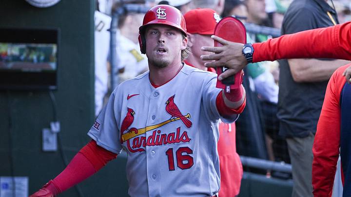 May 13, 2026; West Sacramento, California, USA; St. Louis Cardinals third baseman Nolan Gorman (16) celebrates with teammates after scoring against the Athletics during the fourth inning at Sutter Health Park. Mandatory Credit: Ed Szczepanski-Imagn Images May 13, 2026; West Sacramento, California, USA; St. Louis Cardinals third baseman Nolan Gorman (16) celebrates with teammates after scoring against the Athletics during the fourth inning at Sutter Health Park. Mandatory Credit: Ed Szczepanski-Imagn Images