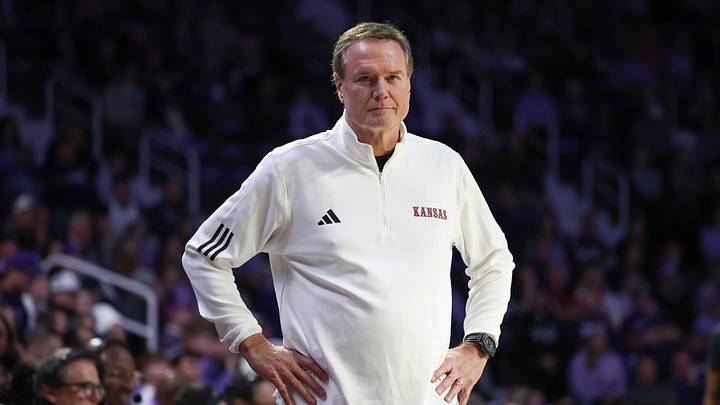 Kansas Jayhawks head coach Bill Self looks Kansas Jayhawks head coach Bill Self looks