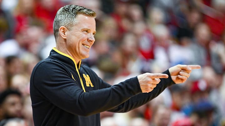 Michigan Wolverines head coach Dusty May reacts to a play during the first half against the Indiana Hoosiers at Simon Skjodt Assembly Hall.
