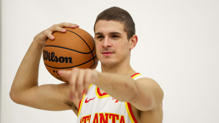 Nikola Djurisic #7 of the Atlanta Hawks