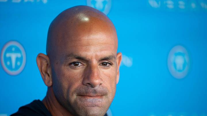 Tennessee Titans Coach Robert Saleh addresses the media on the first day of mandatory minicamp at Vanderbilt Health Football Center, Tenn., Tuesday, June 16, 2026.