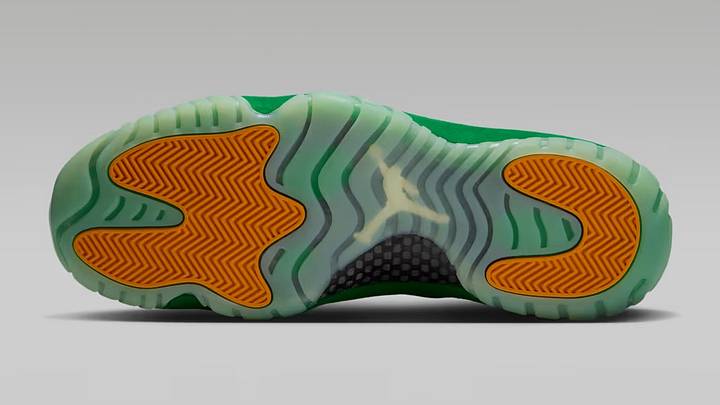The Air Jordan 11 "Green Screen" colorway. The Air Jordan 11 "Green Screen" colorway.