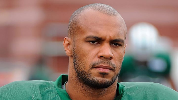 Aug 15, 2012; Cortland, NY, USA; New York Jets defensive back D'Anton Lynn (41) walks out to the practice field prior to the start of training camp at SUNY Cortland. Mandatory Credit: Rich Barnes-Imagn Images