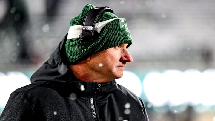 Michigan State's head coach Jonathan Smith looks on from the sideline during the third quarter in the game against Rutgers on Saturday, Nov. 30, 2024, at Spartan Stadium in East Lansing.