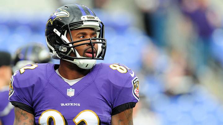 Dec 28, 2014; Baltimore, MD, USA; Baltimore Ravens wide receiver Torrey Smith (82) warms up prior to the game against the Cleveland Browns at M&T Bank Stadium. Mandatory Credit: Evan Habeeb-Imagn Images Dec 28, 2014; Baltimore, MD, USA; Baltimore Ravens wide receiver Torrey Smith (82) warms up prior to the game against the Cleveland Browns at M&T Bank Stadium. Mandatory Credit: Evan Habeeb-Imagn Images