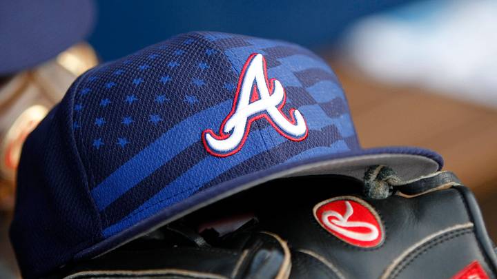 Jul 4, 2015; Atlanta, GA, USA; A detailed view of Atlanta Braves 4th of July hat and a glove in the dugout against the Philadelphia Phillies in the second inning at Turner Field. Mandatory Credit: Brett Davis-USA TODAY Sports Jul 4, 2015; Atlanta, GA, USA; A detailed view of Atlanta Braves 4th of July hat and a glove in the dugout against the Philadelphia Phillies in the second inning at Turner Field. Mandatory Credit: Brett Davis-USA TODAY Sports