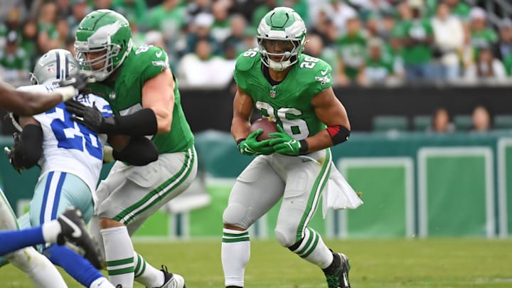 Dec 29, 2024; Philadelphia, Pennsylvania, USA; Philadelphia Eagles running back Saquon Barkley (26) against the Dallas Cowboys at Lincoln Financial Field. Mandatory Credit: Eric Hartline-Imagn Images Dec 29, 2024; Philadelphia, Pennsylvania, USA; Philadelphia Eagles running back Saquon Barkley (26) against the Dallas Cowboys at Lincoln Financial Field. Mandatory Credit: Eric Hartline-Imagn Images