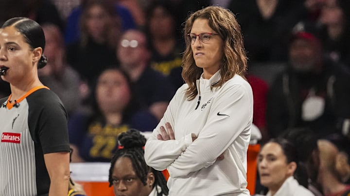 May 10, 2025; Atlanta, GA, USA; Indiana Fever head coach Stephanie White shown on the bench during the game against the Atlanta Dream during the first half at Gateway Center Arena @ College Park. Mandatory Credit: Dale Zanine-Imagn Images May 10, 2025; Atlanta, GA, USA; Indiana Fever head coach Stephanie White shown on the bench during the game against the Atlanta Dream during the first half at Gateway Center Arena @ College Park. Mandatory Credit: Dale Zanine-Imagn Images