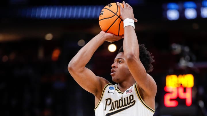 Purdue guard Myles Colvin makes a jump shot