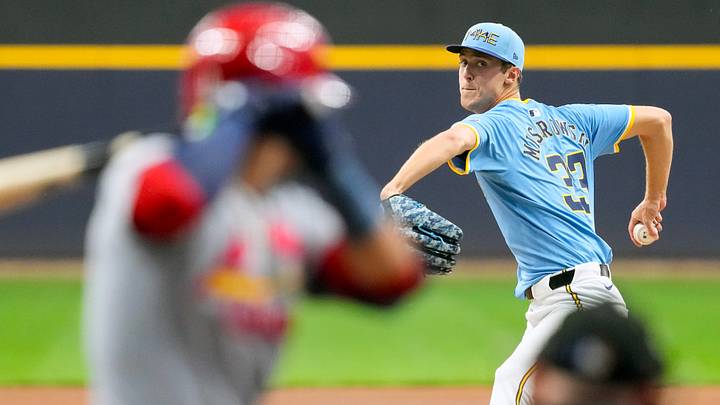 Milwaukee Brewers pitcher Jacob Misiorowski tossing against the St. Louis Cardinals. Milwaukee Brewers pitcher Jacob Misiorowski tossing against the St. Louis Cardinals.