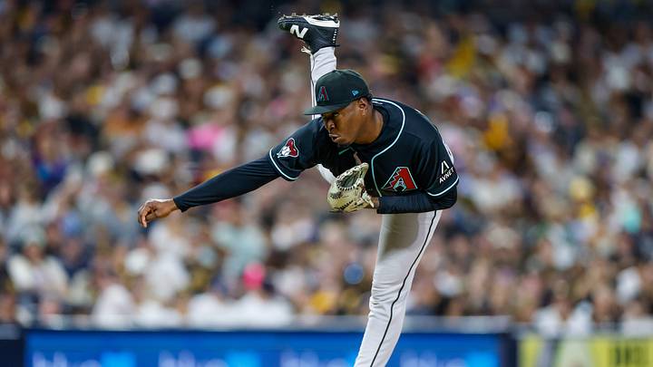 Sep 26, 2026; San Diego, California, USA;  Arizona Diamondbacks relief pitcher Jose Cabrera (53) throws a pitch during the fourth inning against the San Diego Padres at Petco Park.  Mandatory Credit: David Frerker-Imagn Images