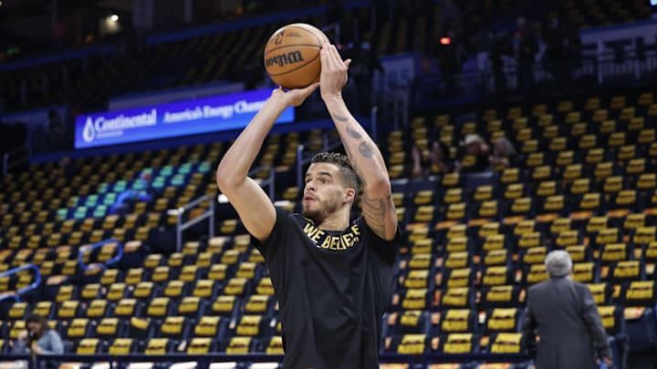 May 7, 2025; Oklahoma City, Oklahoma, USA; Denver Nuggets forward Michael Porter Jr. warms up before the start of game two of the second round against the Oklahoma City Thunder for the 2025 NBA Playoffs at Paycom Center. Mandatory Credit: Alonzo Adams-Imagn Images May 7, 2025; Oklahoma City, Oklahoma, USA; Denver Nuggets forward Michael Porter Jr. warms up before the start of game two of the second round against the Oklahoma City Thunder for the 2025 NBA Playoffs at Paycom Center. Mandatory Credit: Alonzo Adams-Imagn Images