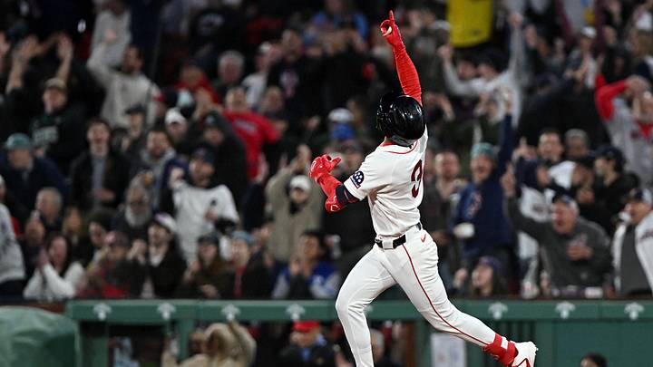 May 13, 2026; Boston, Massachusetts, USA; Boston Red Sox center fielder Ceddanne Rafaela (3) reacts after hitting a two-run home run against the Philadelphia Phillies during the sixth inning at Fenway Park. Mandatory Credit: Brian Fluharty-Imagn Images