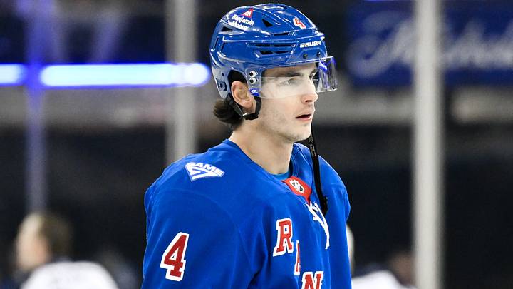 Mar 22, 2026; New York, New York, USA; New York Rangers defenseman Braden Schneider (4) warms up before a game against the Winnipeg Jets at Madison Square Garden. Mar 22, 2026; New York, New York, USA; New York Rangers defenseman Braden Schneider (4) warms up before a game against the Winnipeg Jets at Madison Square Garden.