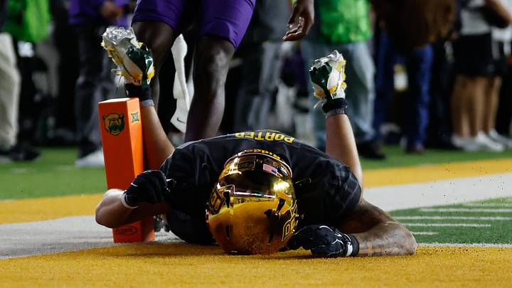 Oct 17, 2026; Waco, Texas, USA; Baylor Bears wide receiver Jadon Porter (3) reacts after a play against the TCU Horned Frogs during the second half at McLane Stadium. Mandatory Credit: Chris Jones-Imagn Images Oct 17, 2026; Waco, Texas, USA; Baylor Bears wide receiver Jadon Porter (3) reacts after a play against the TCU Horned Frogs during the second half at McLane Stadium. Mandatory Credit: Chris Jones-Imagn Images