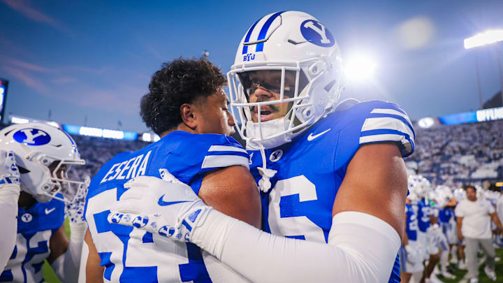 BYU linebacker Isaiah Glasker against Stanford BYU linebacker Isaiah Glasker against Stanford