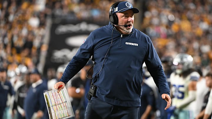 Dallas Cowboys head coach Mike McCarthy reacts against the Pittsburgh Steelers during the fourth quarter at Acrisure Stadium. Mandatory Credit: 