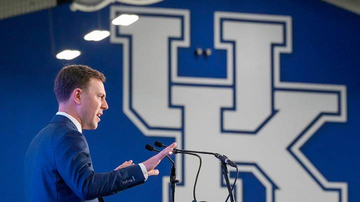 New Kentucky Wildcat head coach Will Stein makes remarks as he is introduced at Kentucky on Wednesday, December 3, 2025 New Kentucky Wildcat head coach Will Stein makes remarks as he is introduced at Kentucky on Wednesday, December 3, 2025