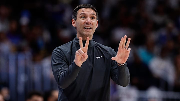 May 15, 2025; Denver, Colorado, USA; Oklahoma City Thunder head coach Mark Daigneault gestures in the third quarter against the Denver Nuggets during game six of the second round for the 2025 NBA Playoffs at Ball Arena. Mandatory Credit: Isaiah J. Downing-Imagn Images May 15, 2025; Denver, Colorado, USA; Oklahoma City Thunder head coach Mark Daigneault gestures in the third quarter against the Denver Nuggets during game six of the second round for the 2025 NBA Playoffs at Ball Arena. Mandatory Credit: Isaiah J. Downing-Imagn Images